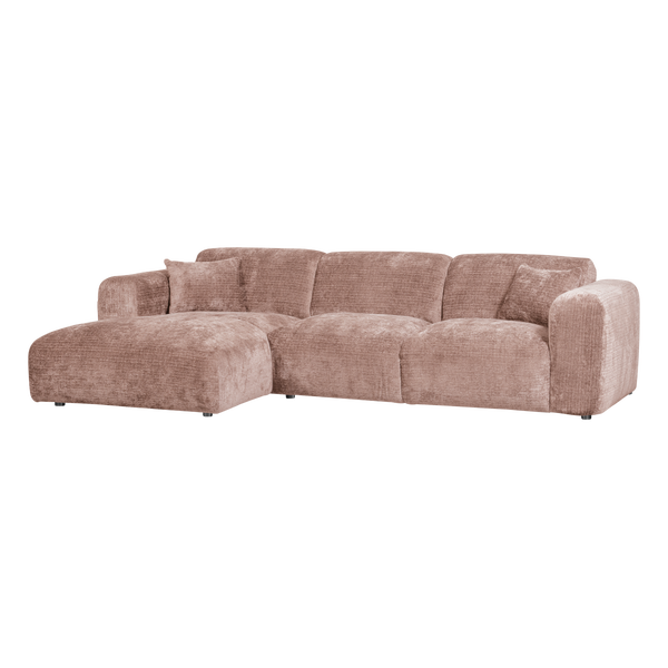 Afbeelding van CLOUD CHAISE LONGUE BANK LINKS CHENILLE TAUPE/ROZE [fsc]