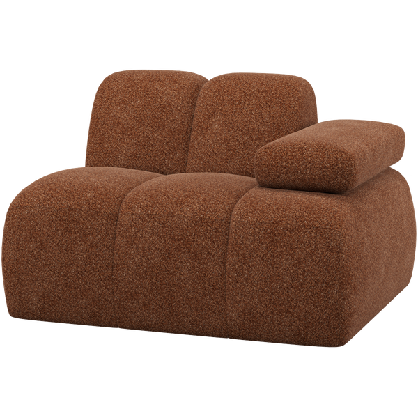 Image of MOJO 1-SEATER ELEMENT ARM RIGHT WOOLLY FABRIC RUST BROWN