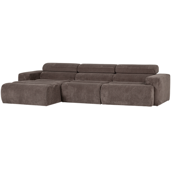 Image of NOVI CHAISE LONGUE SOFA LEFT RIB FABRIC GREY/BROWN