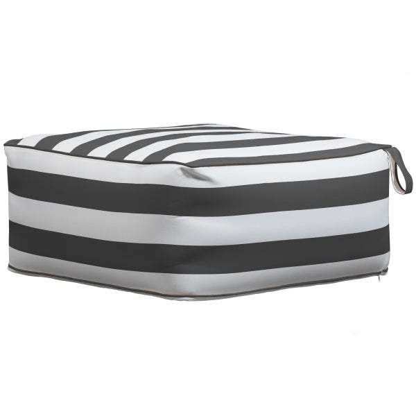 Image of SIT ON AIR INFLATABLE GARDEN OTTOMAN STRIPED BLACK/WHITE