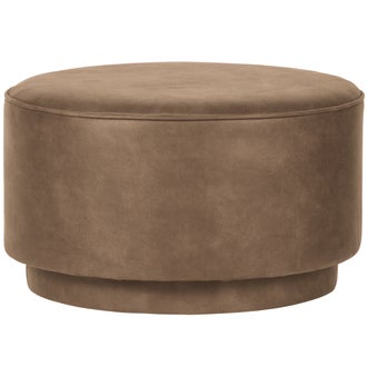 Image of COFFEE POUF ASPECT CUIR COGNAC