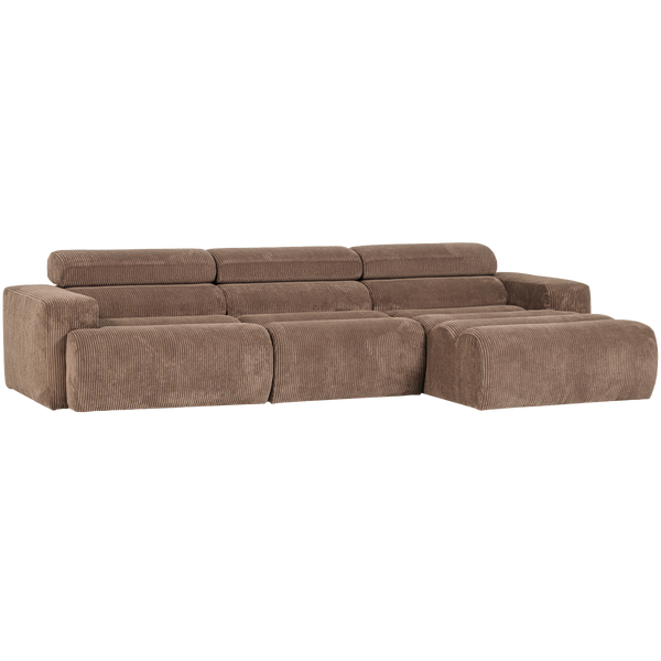 Image of NOVI CHAISE LONGUE SOFA RIGHT RIB FABRIC TAUPE