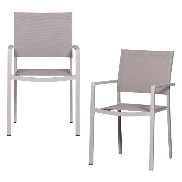 Image of SET OF 2 - FOWL DINING CHAIR ALUMINUM/TEXTILE SAND