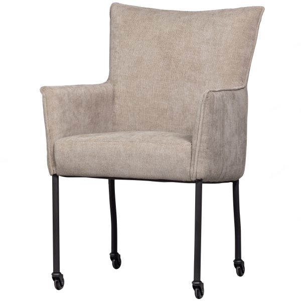 Image of EZRA DINING CHAIR WITH ARMREST AND WHEELS SAND