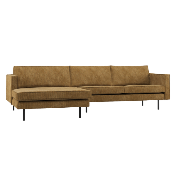 Image of RODEO CHAISE LONGUE SOFA LEFT RIBSTOF HONEY YELLOW