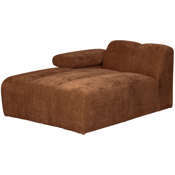 Image of MOJO CHAISE LONGUE ELEMENT LEFT WOVEN RIB FABRIC RUST BROWN