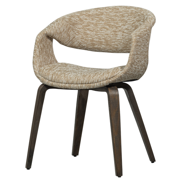 Image of YOSSI DINING CHAIR SAND WITH WOODEN LEG DARK BROWN