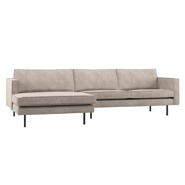 Image of RODEO CHAISE LONGUE SOFA LEFT RIB FABRIC DARK SAND