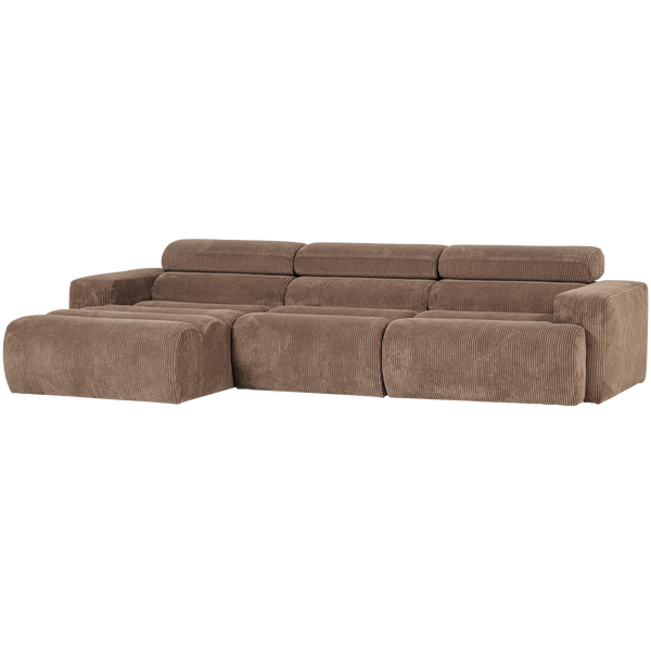 Image of NOVI CHAISE LONGUE SOFA LEFT RIB FABRIC TAUPE