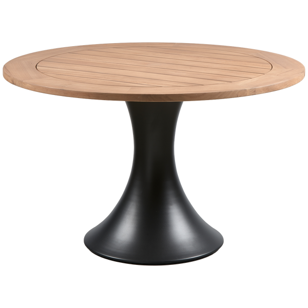Image of CHARLEY DINING TABLE ROUND ALUMINUM/TEAK NATURAL Ø122CM