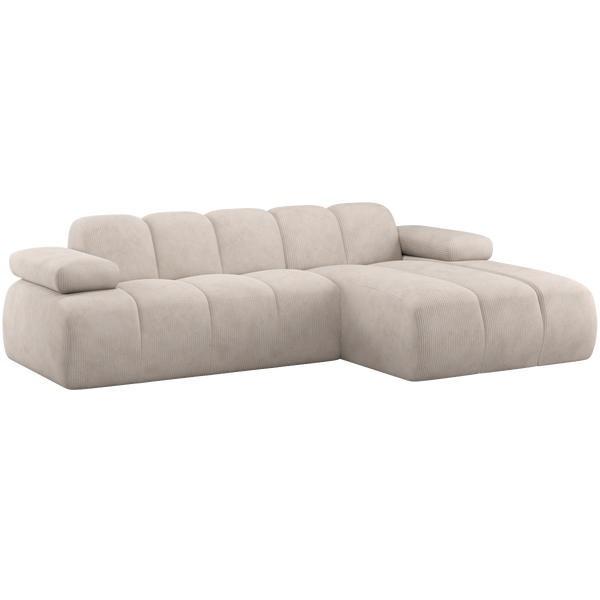 Image of MOJO CHAISE LONGUE SOFA RIGHT RIB FABRIC ECRU
