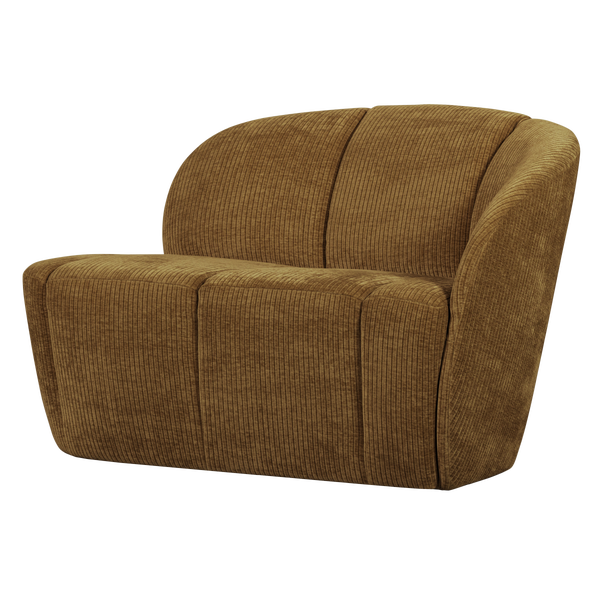 Image of MOJO 2-SEATER BENCH RIGHT WOVEN RIB FABRIC HONEY YELLOW