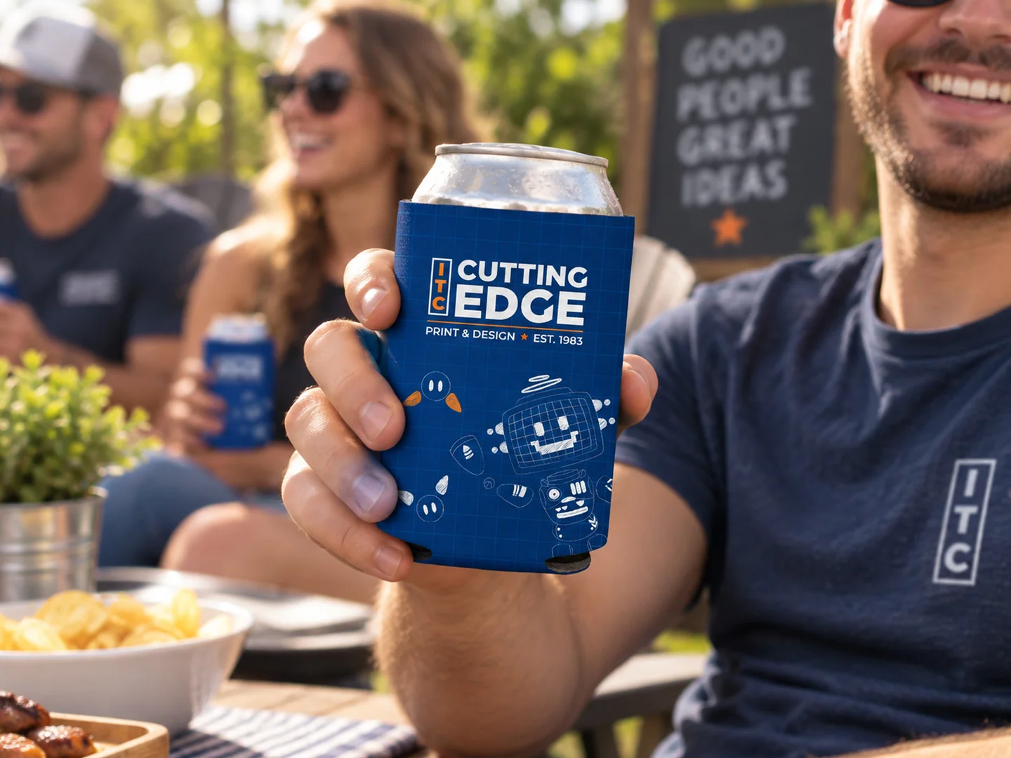 Koozies branded by ITC Cutting Edge