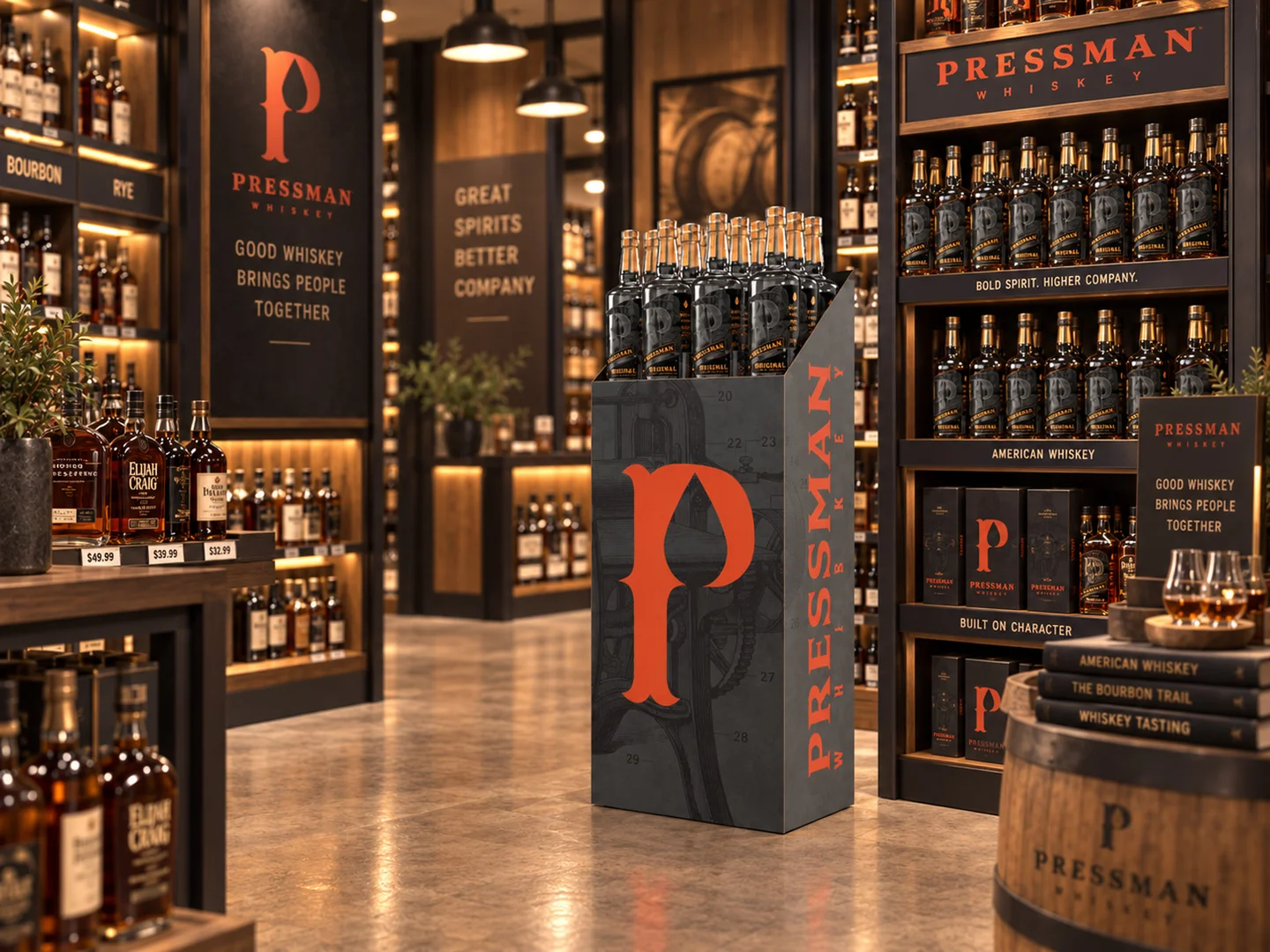 Full color case bin holding bottles, printed edge to edge