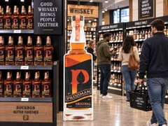Printed bottle standee on a retail floor