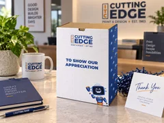 Custom printed folding carton with ITC Cutting Edge branding