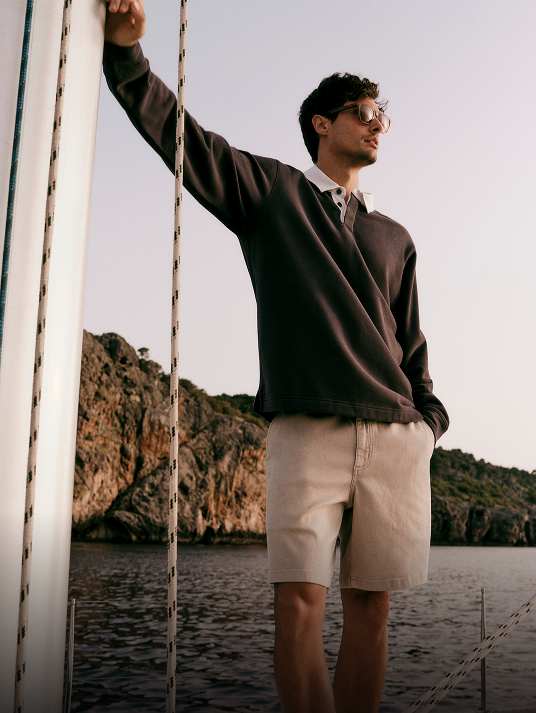 man wearing vuori long sleeve tee