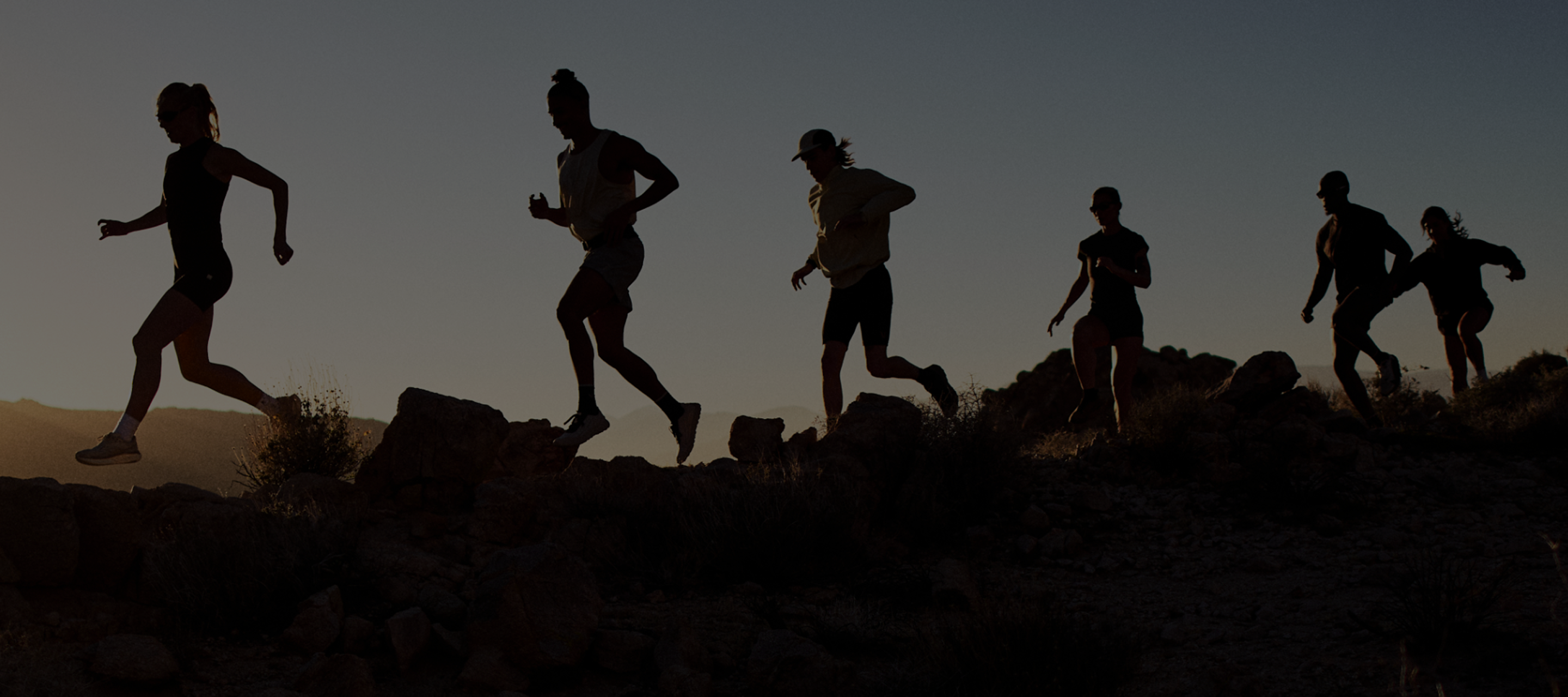 people running at sunset