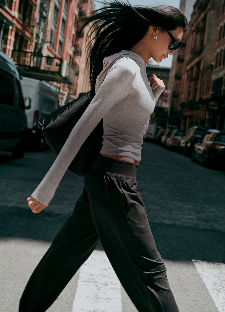 woman wearing vuori halo collection