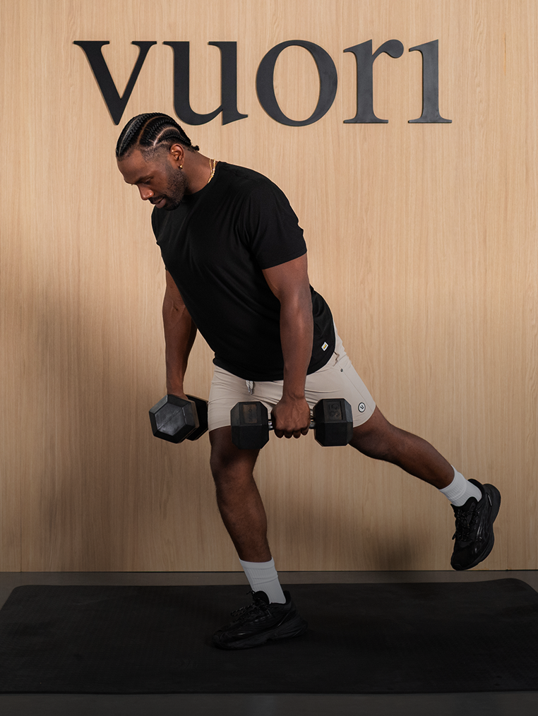 instructor paul wright wearing the vuori strato tech tee