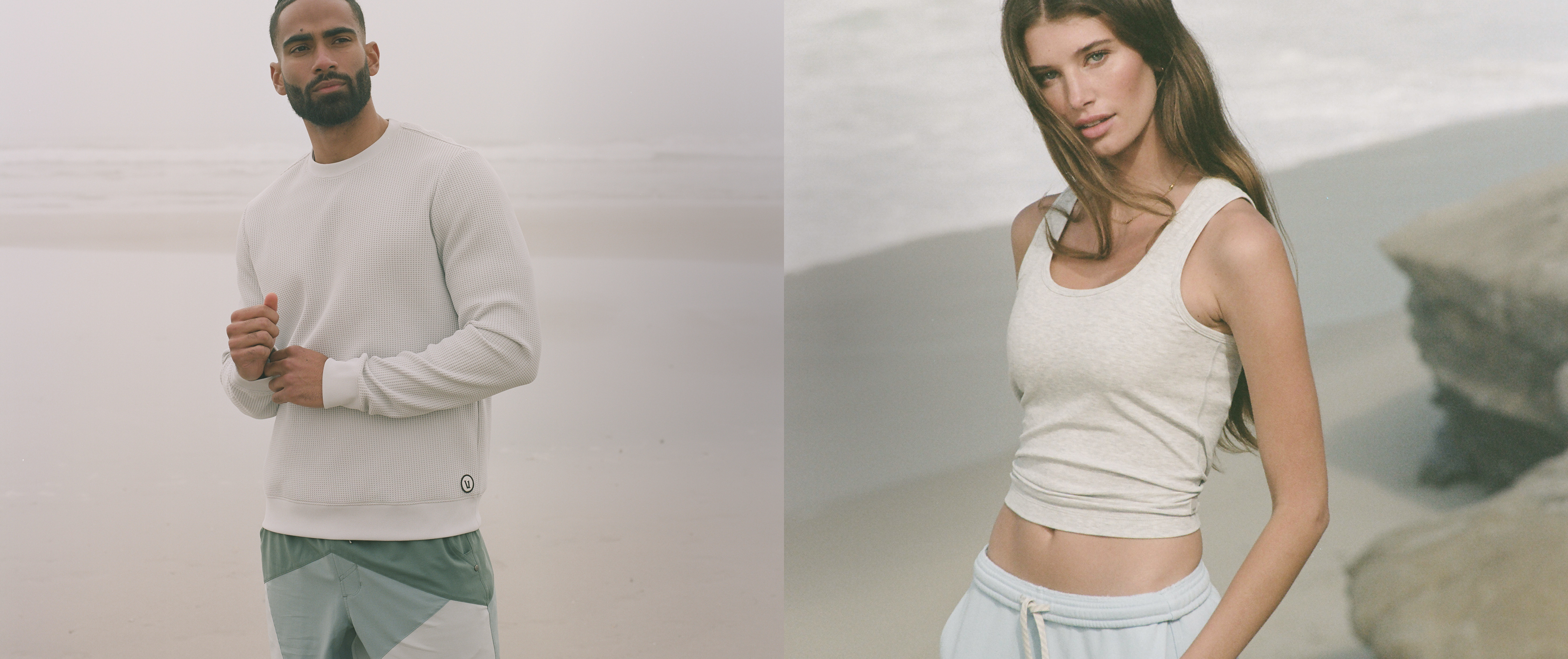 man and woman wearing vuori for boxing day sale