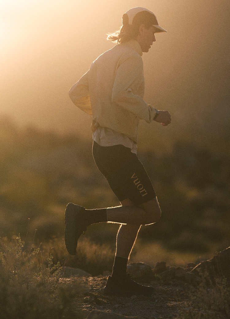 man running in vuori clothing
