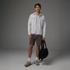 man wearing waffle shirt jacket