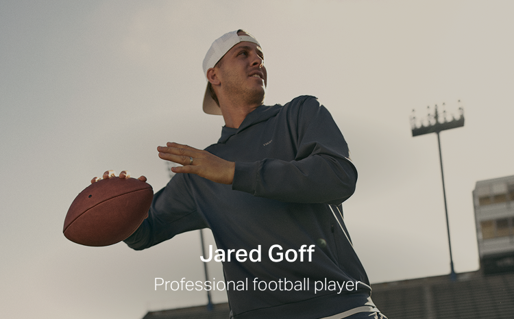 jared goff wearing vuori clothing
