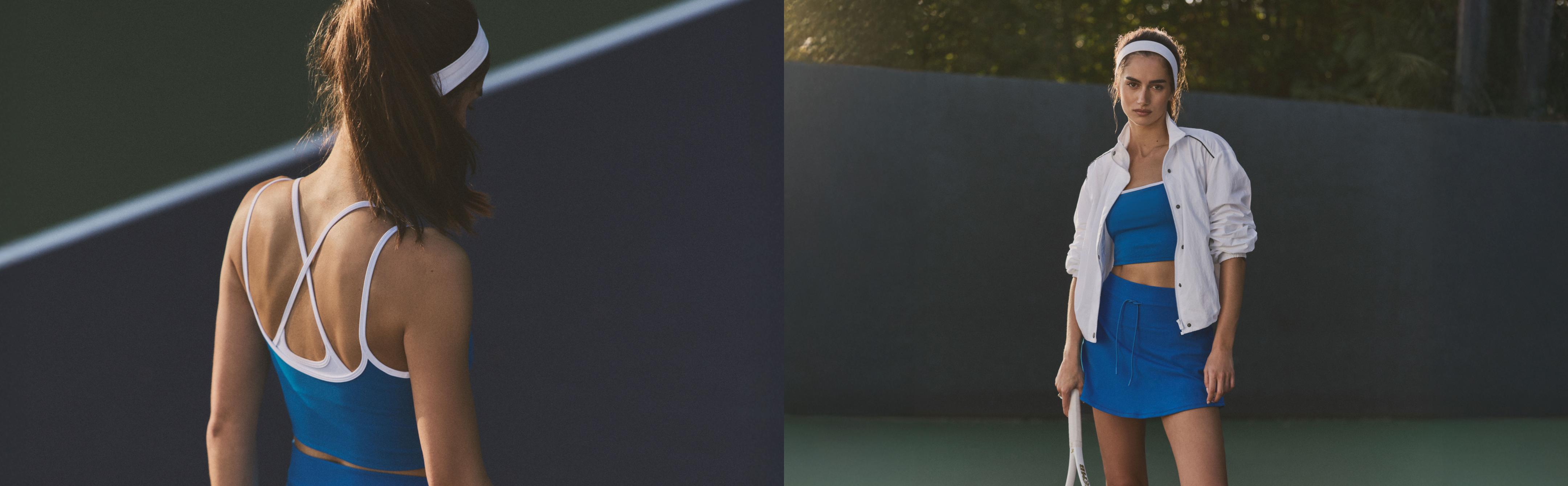 woman wearing vuori clothing for tennis