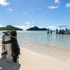 diving air tank on fijian beach