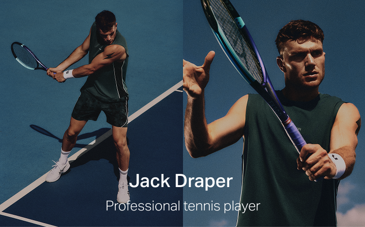 jack draper wearing vuori clothing playing tennis