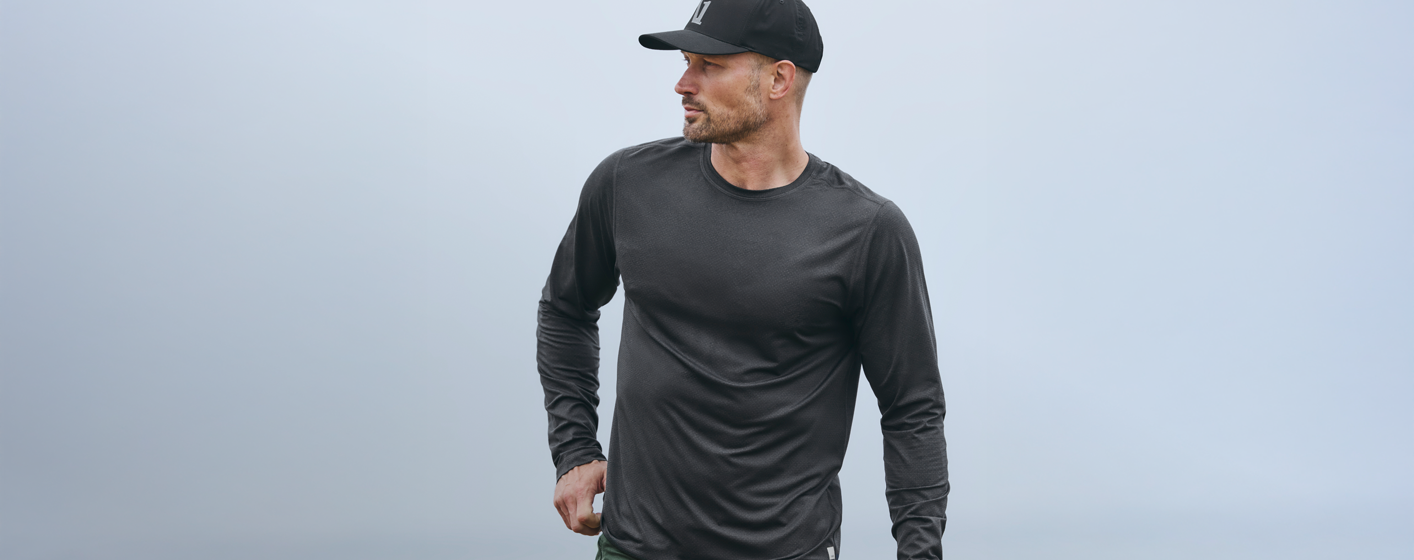 man wearing a vuori long sleeve