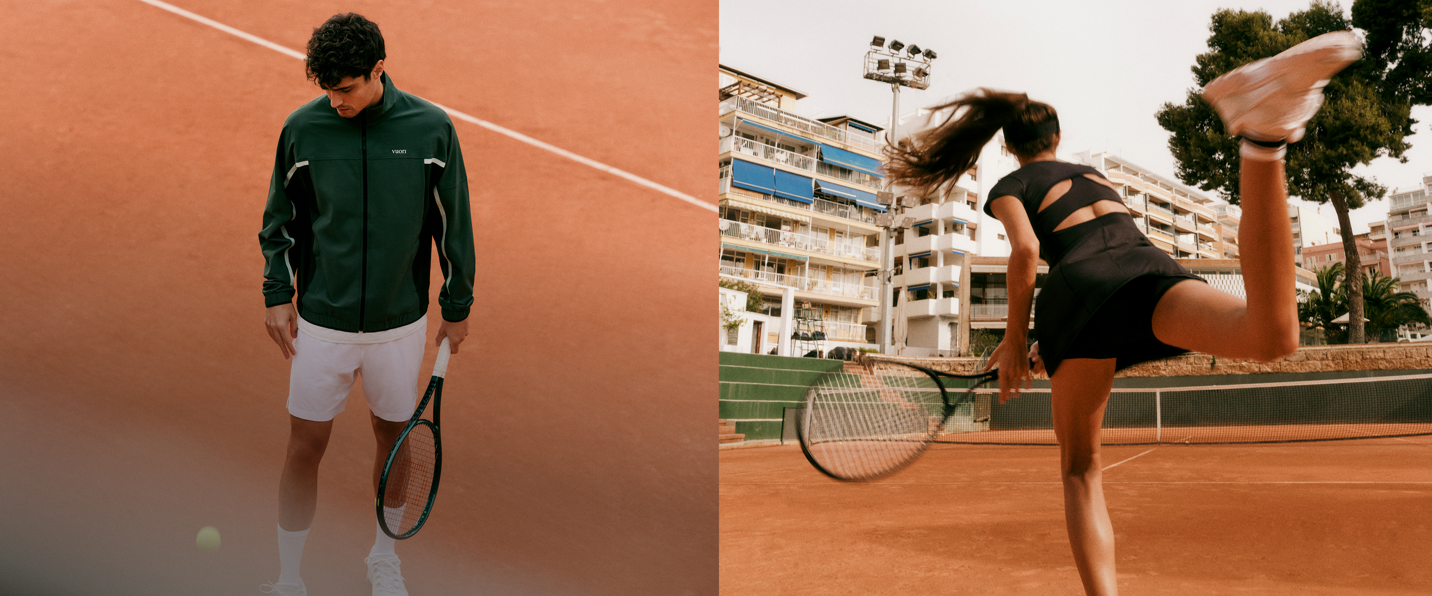 man and woman playing tennis in vuori 