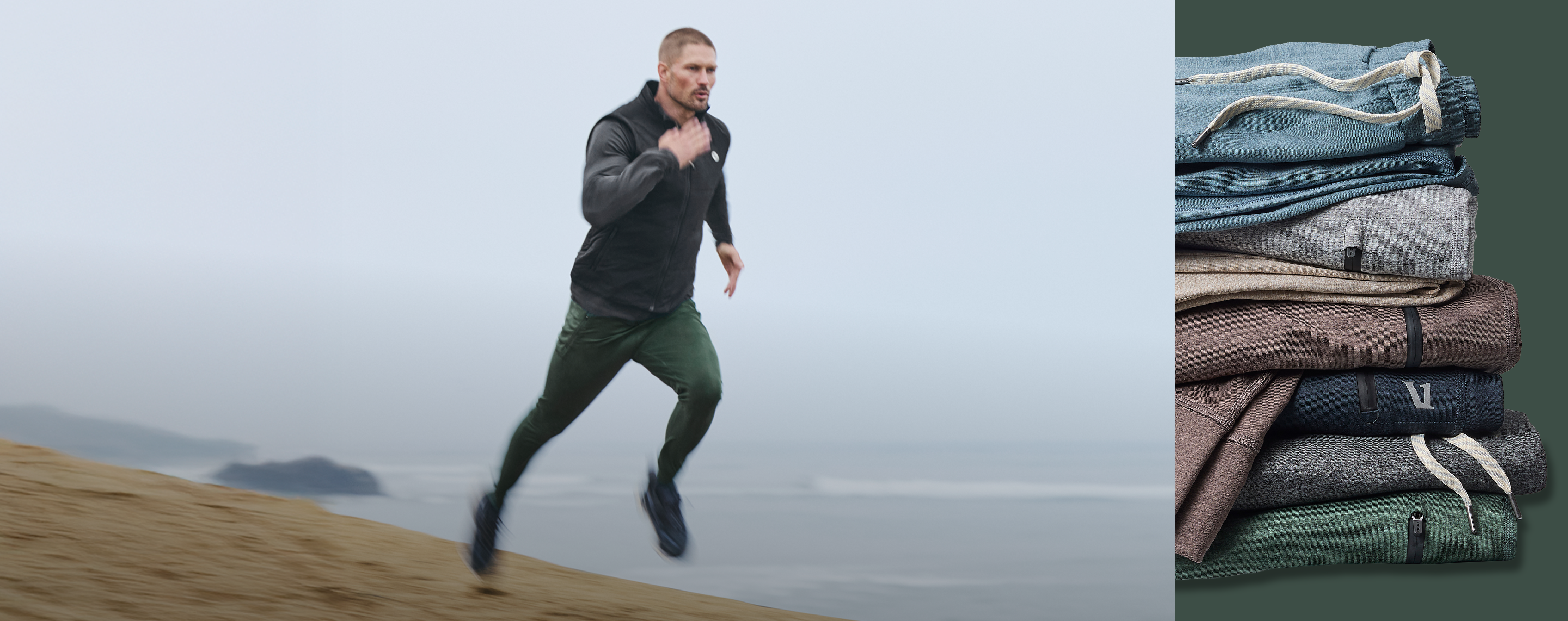 man running in vuori active wear