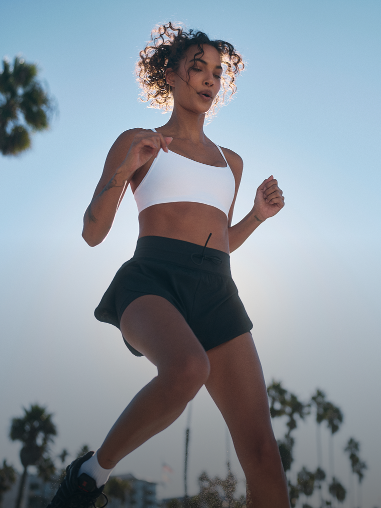 model wearing the vuori daily speed short