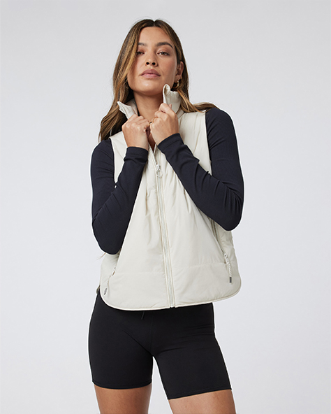 woman wearing Canyon Insulated Vest in Bone