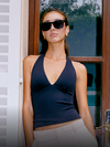 woman wearing vuori halter tank