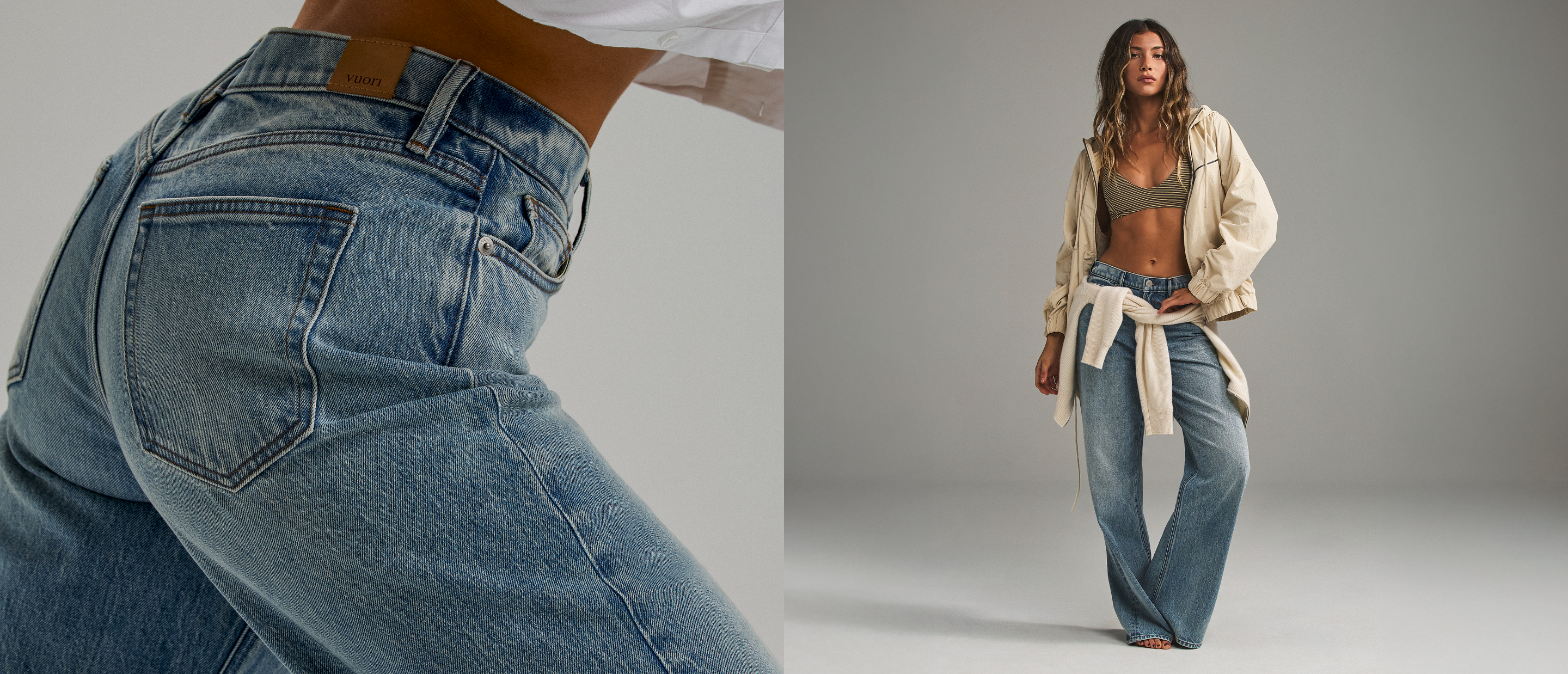 woman wearing vuori denim