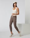 woman wearing performance jogger in iron heather