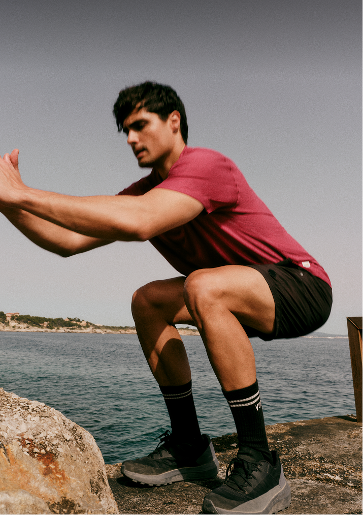 man wearing the vuori kore short