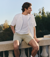 man wearing vuori meta short