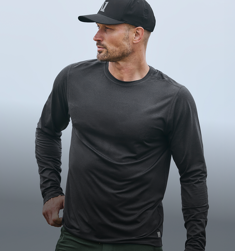 man wearing a vuori long sleeve