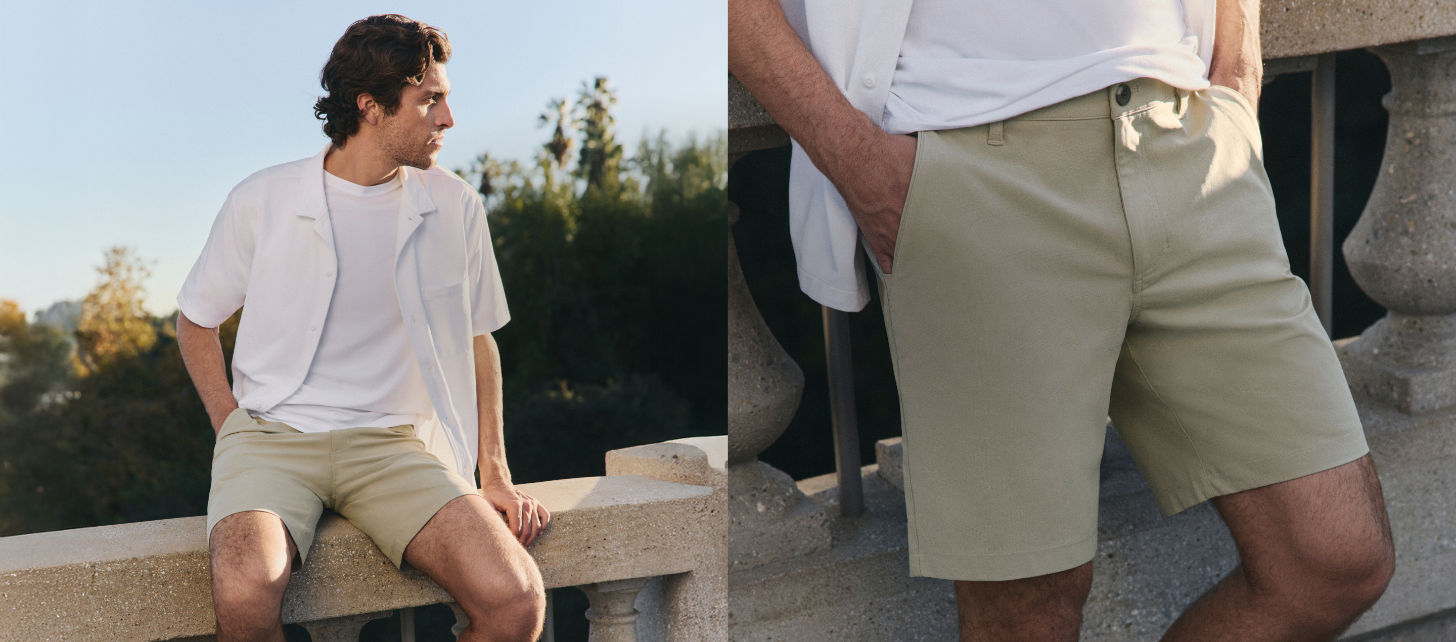 man wearing vuori meta short