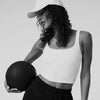 woman wearing daily tank in white