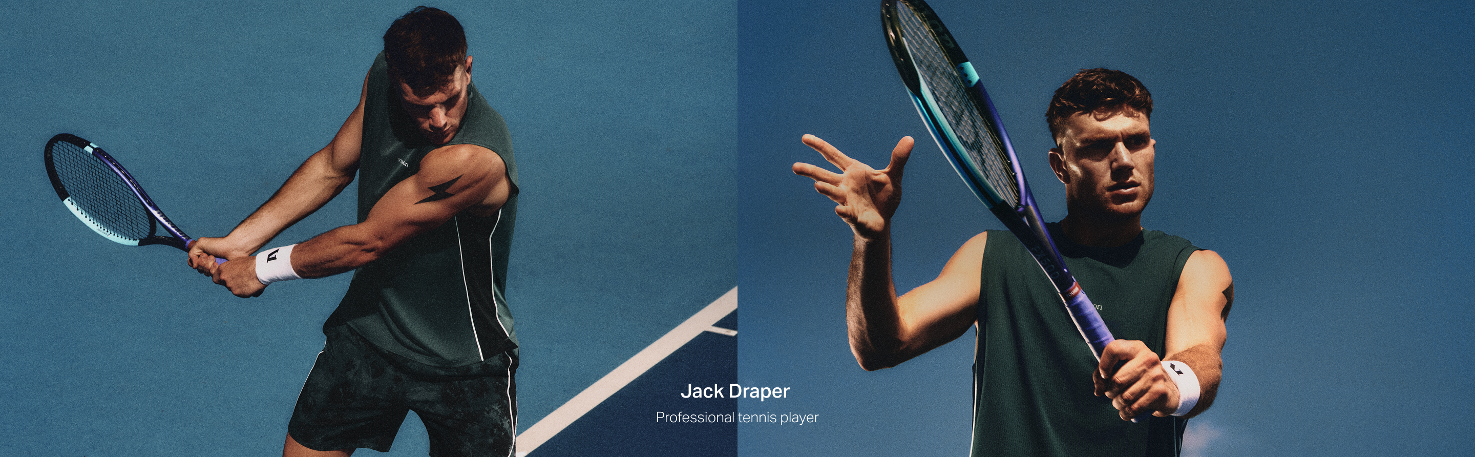 jack draper wearing vuori clothing playing tennis