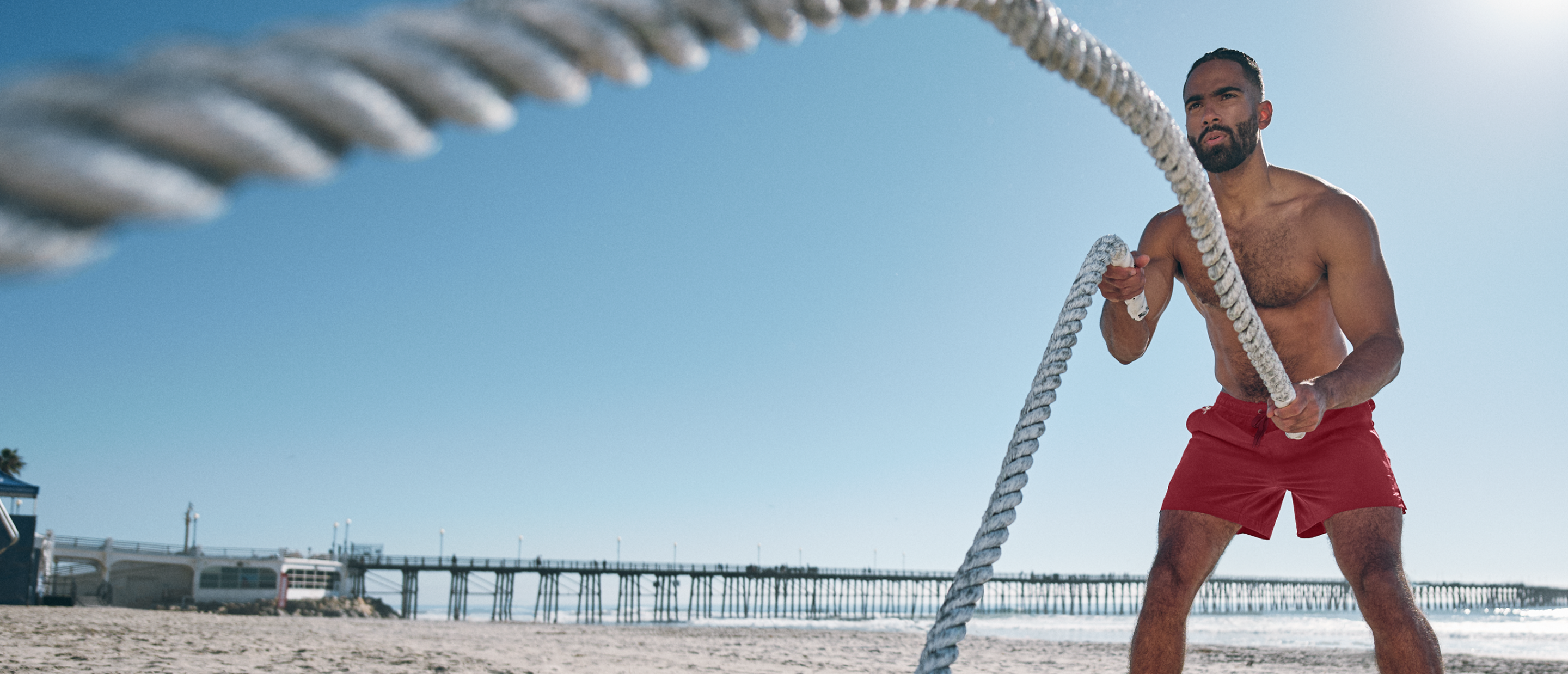 man wearing the vuori hardkore short