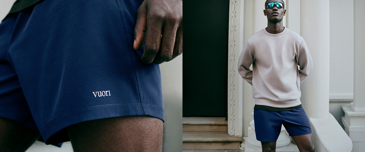 man wearing vuori kore short