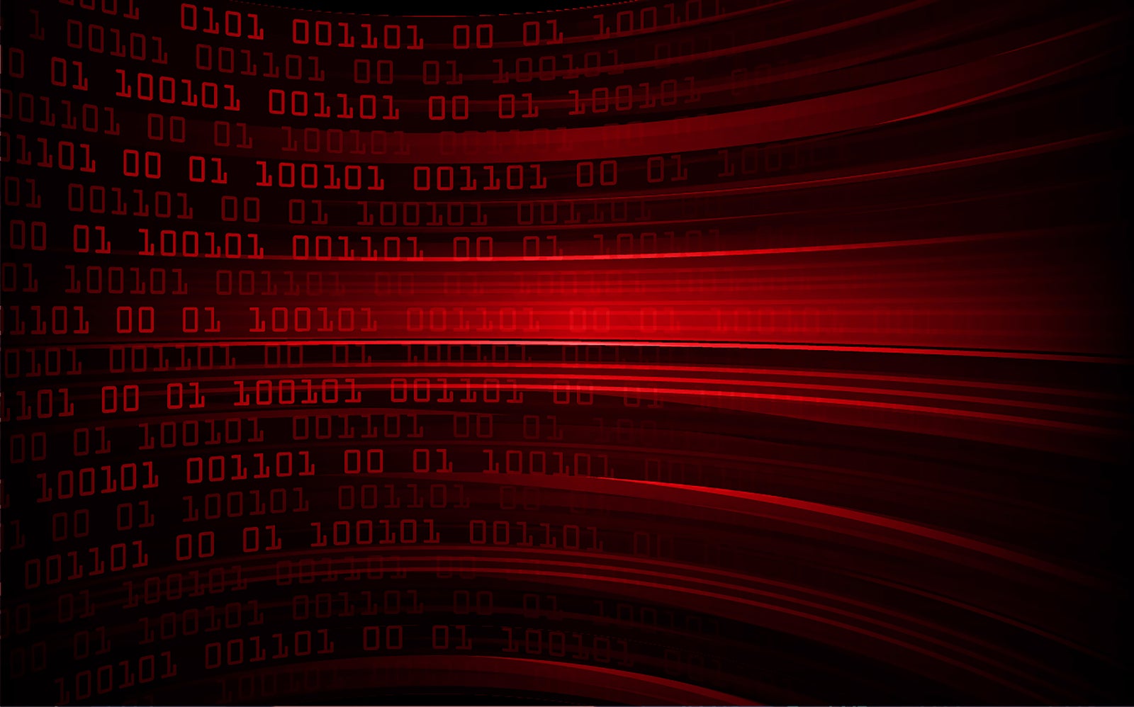 Red, digital abstract background with zeroes and ones.
