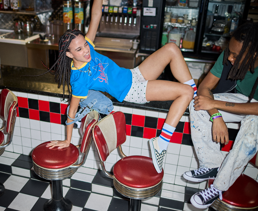 Vans Slip-On Checkerboard Skate Shoe - Black / White