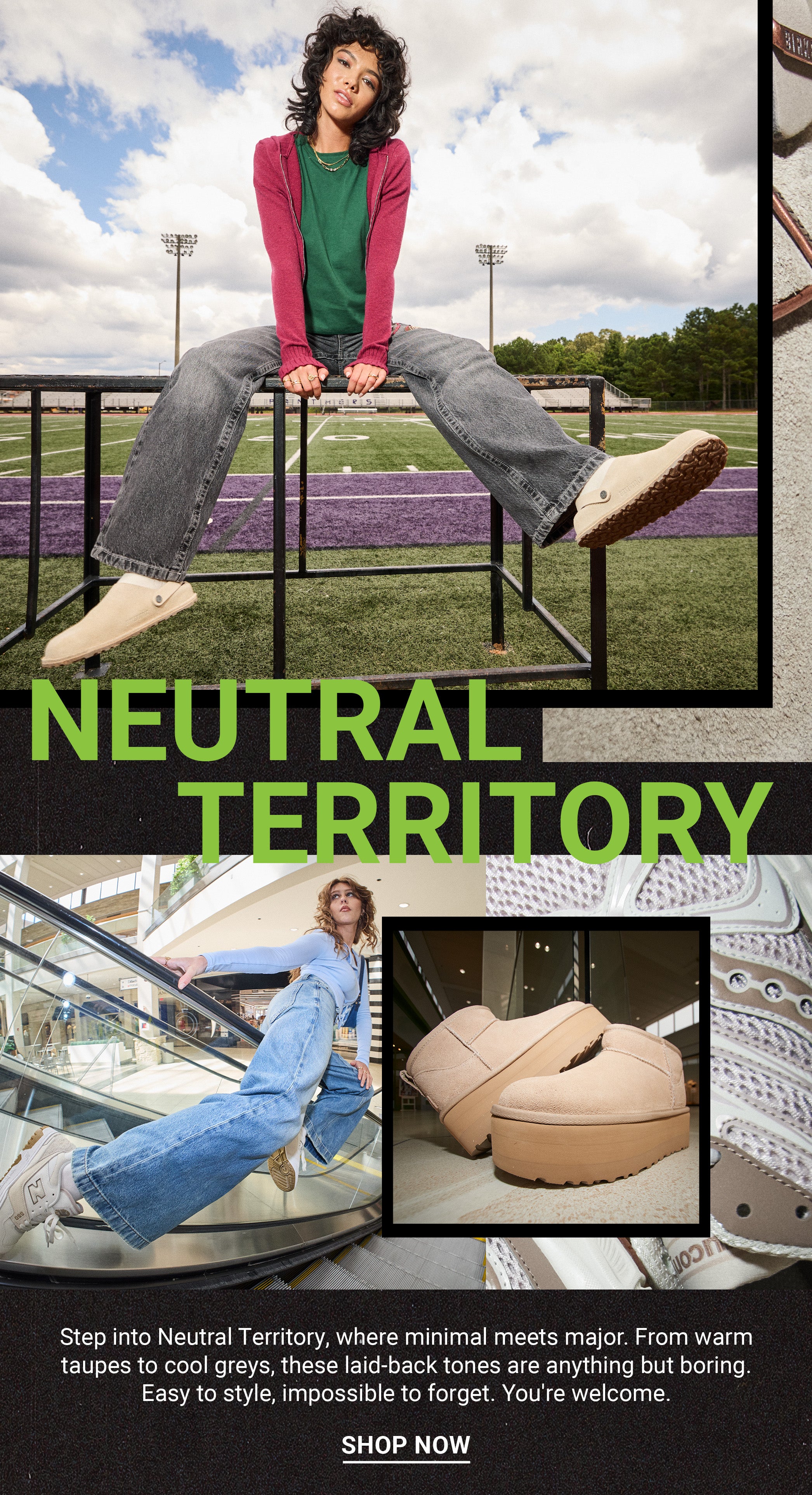 Beige and grey neutral-tone fall shoes fall collection
